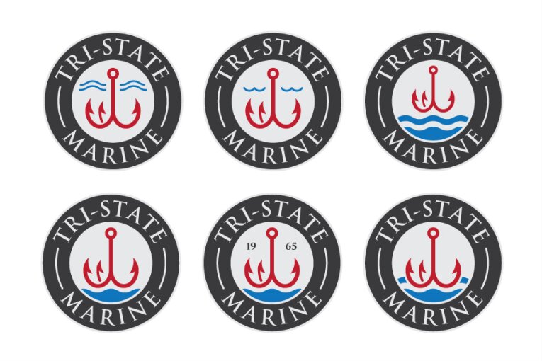 Tri-State Marine badge iterations